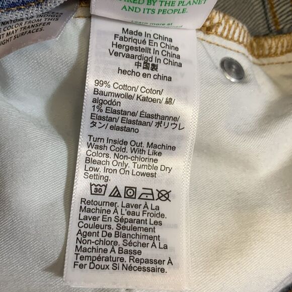 J. Crew Lakeshore Blue Denim Slim Wide Leg Frayed Hem Crop Jeans Size 32/14 US - Picture 16 of 16